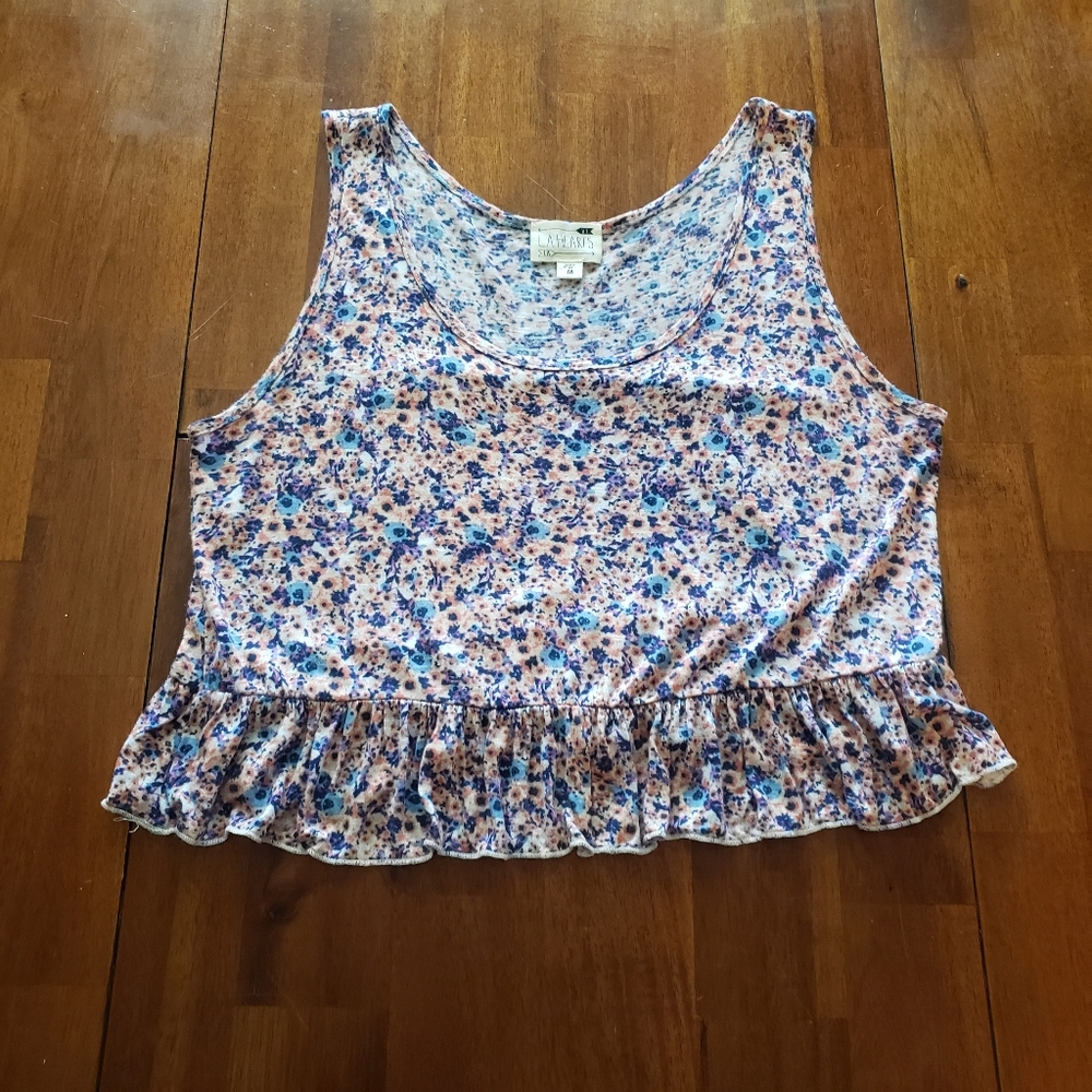 L.A. Hearts Blue Purple & Pink Floral Crop Top